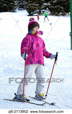 Girl skiing. Pokljuka Slovenia. View Large Photo Image Stock Image - Girl skiing. Pokljuka Slovenia.. Fotosearch