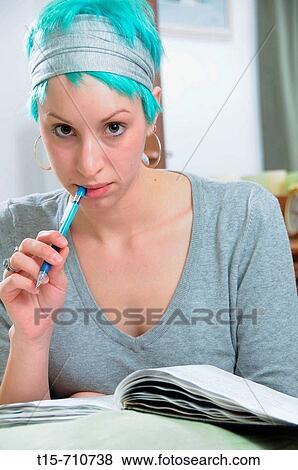 girl studying on bed View Large Photo Image Stock Photo - girl studying on bed. Fotosearch