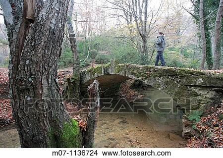 Girl walking into nature, Ega valley,? lava, Basque Country, Spain. View Large Photo Image Picture - Girl walking into nature, Ega valley,? lava, Basque Country, Spain.. Fotosearch