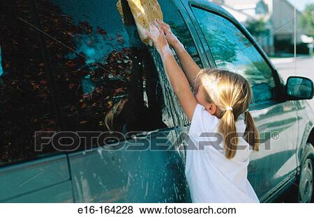 Girl washing car View Large Photo Image Stock Photo - Girl washing car. Fotosearch
