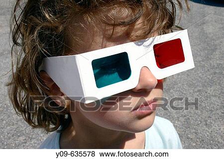 Girl with 3-D glasses View Large Photo Image Stock Photo - Girl with 3-D glasses. Fotosearch