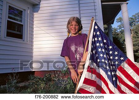 Girl with american flag View Large Photo Image Stock Image - Girl with american flag. Fotosearch