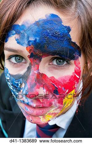 Stock Photo - Girl with face paint. Fotosearch