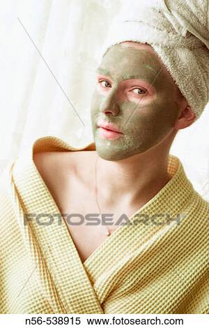 Girl with facial mask View Large Photo Image Stock Photography - Girl with facial mask. Fotosearch