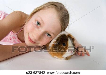 Girl with guinea pig. View Large Photo Image Stock Image - Girl with guinea pig.. Fotosearch