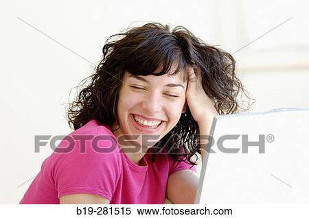 Girl with laptop portrait View Large Photo Image Stock Photography - Girl with laptop portrait. Fotosearch