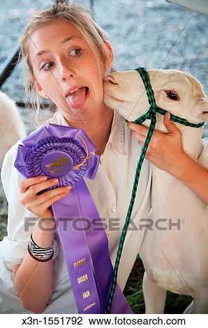 Girl with ribbon winning lamb at the Mason Dixon Fair View Large Photo Image Stock Image - Girl with ribbon winning lamb at the Mason Dixon Fair. Fotosearch