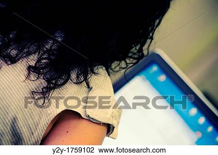 Girl working with computer View Large Photo Image Stock Image - Girl working with computer. Fotosearch