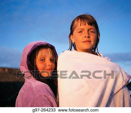 Stock Image - Girls after the bath. Fotosearch