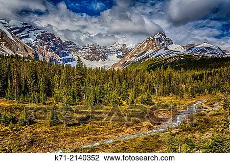 Glaciated mountain peaks near the Columbia Icefields in Jasper National Park, Alberta, Canada. View Large Photo Image Stock Image - Glaciated mountain peaks near the Columbia Icefields in Jasper National Park, Alberta, Canada.. Fotosearch