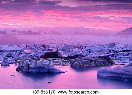 Stock Image - Glaciers at Jokulsarlon lagoon. Fotosearch