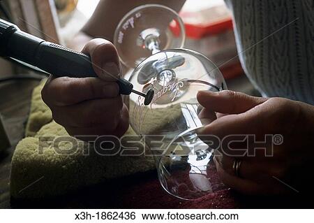 glass engraving, Cristalleries Royales de Champagne, crystal glass-making factory of Bayel, Aube department, Champagne-Ardenne region, France, Europe View Large Photo Image Stock Photograph - glass engraving, Cristalleries Royales de Champagne, crystal glass-making factory of Bayel, Aube department, Champagne-Ardenne region, France, Europe. Fotosearch