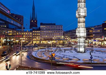 Stock Photo - Glass sculpture by Edvin Ohrstrom in Sergels Torg Square, Stockholm, Sweden. Fotosearch