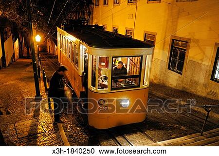 Gloria Funicular that links Baixa with Bairro Alto district, Lisbon, Portugal, europe View Large Photo Image Stock Image - Gloria Funicular that links Baixa with Bairro Alto district, Lisbon, Portugal, europe. Fotosearch