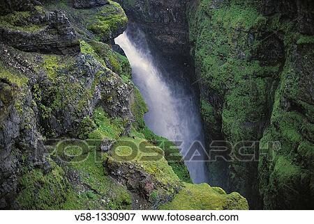 Glymur canyon and waterfall, Iceland View Large Photo Image Stock Photo - Glymur canyon and waterfall, Iceland. Fotosearch