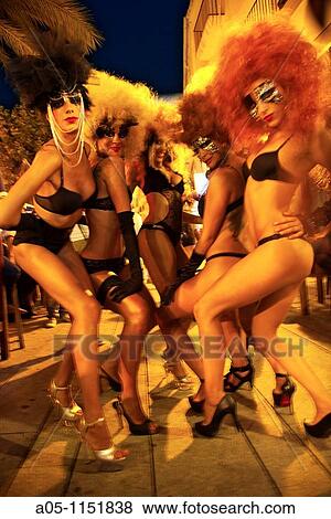 Go-Gos and Drag Queens for the promotion of the Amnesia Disco. Ibiza city. Ibiza. Balearic Islands. Spain. View Large Photo Image Stock Photo - Go-Gos and Drag Queens for the promotion of the Amnesia Disco. Ibiza city. Ibiza. Balearic Islands. Spain.. Fotosearch