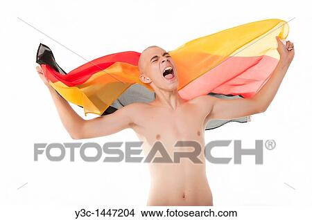 Goal - German soccer fan with flag cheering View Large Photo Image Picture - Goal - German soccer fan with flag cheering. Fotosearch