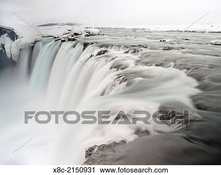 Godafoss waterfall during winter. europe, northern europe, iceland, February. View Large Photo Image Stock Image - Godafoss waterfall during winter. europe, northern europe, iceland, February.. Fotosearch