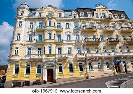 Stock Image - Goethovo namesti square Marianske Lazne aka Marienbad spa town Karlovy vary region Czech Republic Europe.. Fotosearch