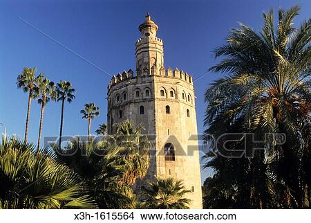 Gold Tower, Seville, Andalusia, Spain, Europe View Large Photo Image Picture - Gold Tower, Seville, Andalusia, Spain, Europe. Fotosearch
