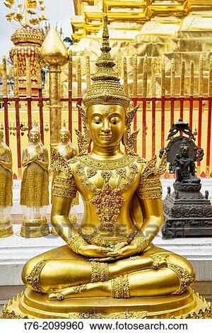 Golden Buddha at Doi Suthep Temple above Chiang Mai, Thailand. View Large Photo Image Stock Image - Golden Buddha at Doi Suthep Temple above Chiang Mai, Thailand.. Fotosearch