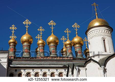 Golden domes of Terem Churches Kremlin, Moscow, Russia View Large Photo Image Stock Image - Golden domes of Terem Churches Kremlin, Moscow, Russia. Fotosearch