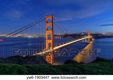 Golden Gate Bridge at dusk, San Francisco, USA View Large Photo Image Stock Photo - Golden Gate Bridge at dusk, San Francisco, USA. Fotosearch
