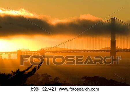 Golden Gate Bridge at sunset as seen from Russian Hill View Large Photo Image Stock Image - Golden Gate Bridge at sunset as seen from Russian Hill. Fotosearch