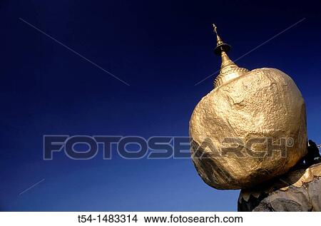 Golden Rock in Kyaikto View Large Photo Image Picture - Golden Rock in Kyaikto. Fotosearch
