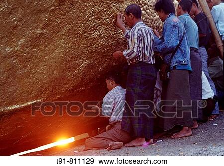 Golden Rock, Myanmar View Large Photo Image Stock Photo - Golden Rock, Myanmar. Fotosearch