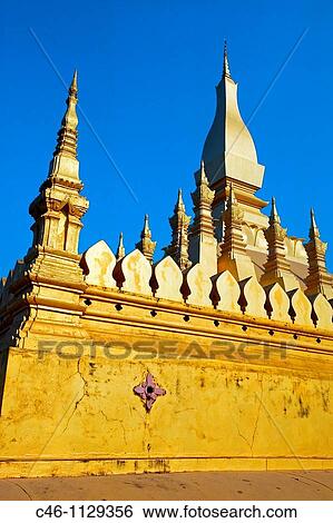 Golden stupa. Pha That Luang. Vientiane. Laos. View Large Photo Image Stock Photograph - Golden stupa. Pha That Luang. Vientiane. Laos.. Fotosearch