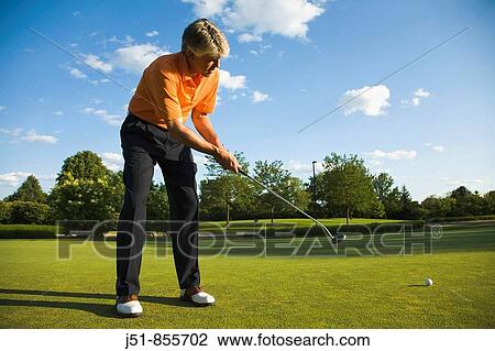 GOLF Adult middle aged male practice putting on green at public course in Deerfield, Illinois, swing putter View Large Photo Image Stock Image - GOLF Adult middle aged male practice putting on green at public course in Deerfield, Illinois, swing putter. Fotosearch