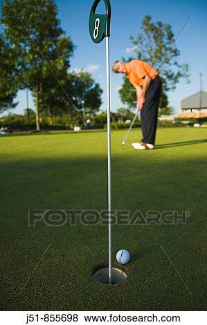 GOLF Adult middle aged male practice putting on green at public course in Deerfield, Illinois View Large Photo Image Stock Photo - GOLF Adult middle aged male practice putting on green at public course in Deerfield, Illinois. Fotosearch