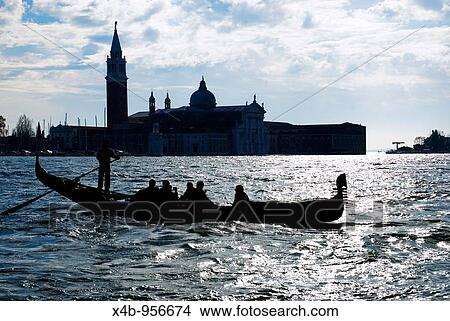 Picture - Gondola in front of San Giorgio Maggiore in Venice Italy Europe. Fotosearch