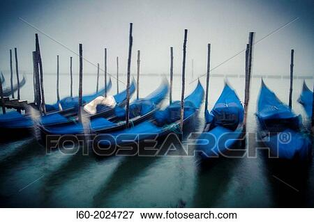 Stock Photo - Gondolas at St Mark's Square, Venice, Venetia, Italy, Europe.. Fotosearch