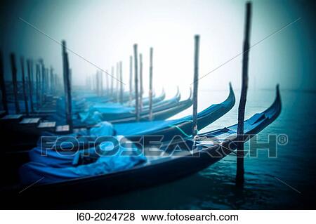 Stock Photo - Gondolas at St Mark's Square, Venice, Venetia, Italy, Europe.. Fotosearch
