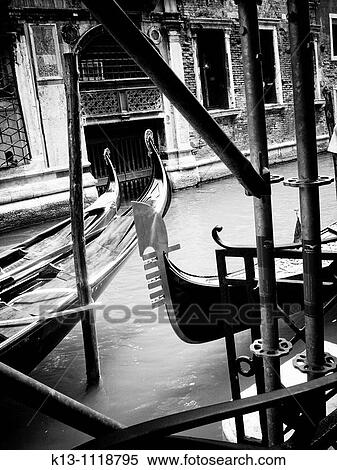 Gondolas in a canal, Venice, Italy View Large Photo Image Stock Photography - Gondolas in a canal, Venice, Italy. Fotosearch