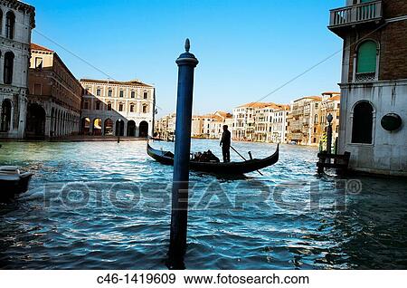 Gondolas on Grand Canal, Venice, Veneto, Italy View Large Photo Image Stock Photo - Gondolas on Grand Canal, Venice, Veneto, Italy. Fotosearch