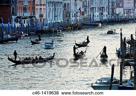 Gondolas on Grand Canal, Venice, Veneto, Italy View Large Photo Image Stock Photo - Gondolas on Grand Canal, Venice, Veneto, Italy. Fotosearch