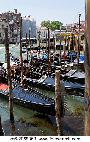 Gondolas on the Canale Grande in Venice, Italy. View Large Photo Image Stock Photo - Gondolas on the Canale Grande in Venice, Italy.. Fotosearch