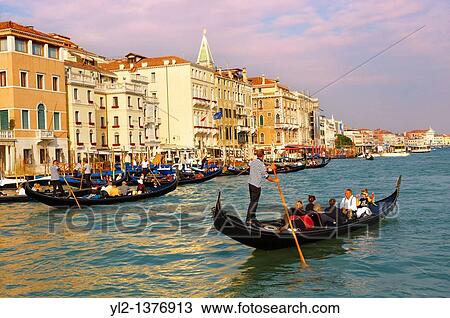 Stock Image - Gondolas on the Grand Canal - Venice - Italy. Fotosearch