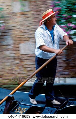 Stock Photo - Gondolier Venice Veneto, Italy. Fotosearch