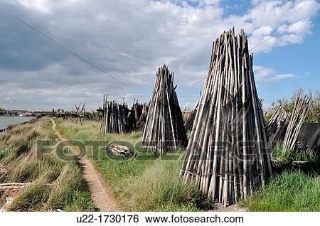 Stock Photograph - Gorino, Emilia-Romagna, Italy: fishing nets. Fotosearch