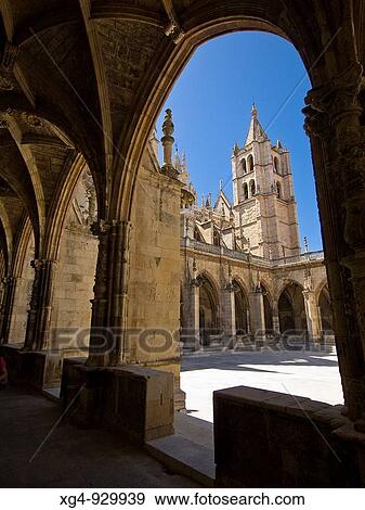 Gothic and Renaissance style cloister of cathedral, Leon, Castilla-Leon, Spain View Large Photo Image Stock Photo - Gothic and Renaissance style cloister of cathedral, Leon, Castilla-Leon, Spain. Fotosearch