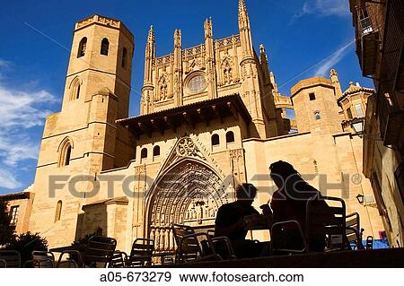 Stock Photo - Gothic cathedral of Seo de Santa Maria. Huesca, Aragon, Spain.. Fotosearch