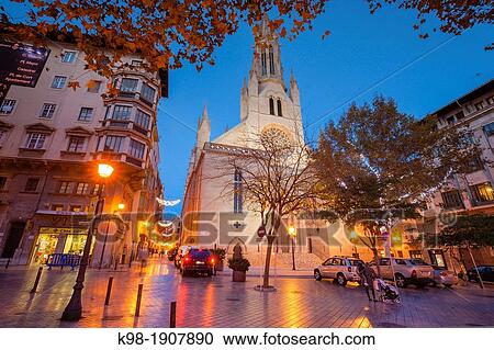 Gothic church of Santa Eulalia, XIV-XIX, Plaza Santa Eulalia, Mallorca, Balearic Islands, Spain View Large Photo Image Stock Image - Gothic church of Santa Eulalia, XIV-XIX, Plaza Santa Eulalia, Mallorca, Balearic Islands, Spain. Fotosearch