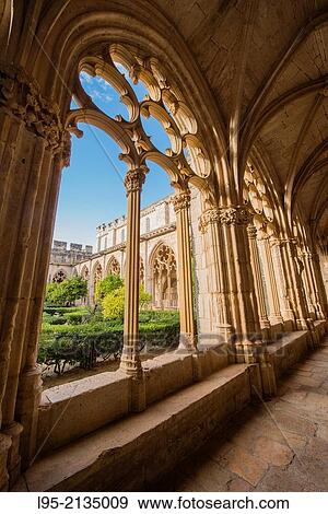 Gothic cloister of the Monastery of Santes Creus, Spain. View Large Photo Image Stock Photo - Gothic cloister of the Monastery of Santes Creus, Spain.. Fotosearch