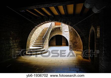 Gothic courtyard in the temple of Augustus, Barcelona, Spain. View Large Photo Image Stock Image - Gothic courtyard in the temple of Augustus, Barcelona, Spain.. Fotosearch