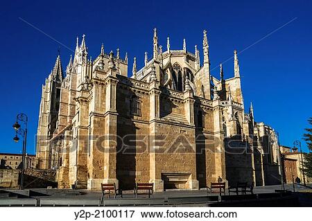 Gothic style Cathedral of Le? n, Castilla y Le? n, Spain. View Large Photo Image Stock Photo - Gothic style Cathedral of Le? n, Castilla y Le? n, Spain.. Fotosearch