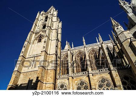 Gothic style Cathedral of Le? n, Castilla y Le? n, Spain. View Large Photo Image Stock Photograph - Gothic style Cathedral of Le? n, Castilla y Le? n, Spain.. Fotosearch